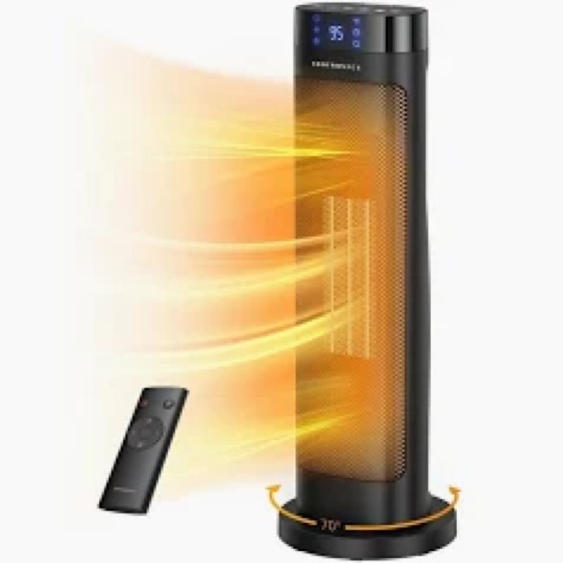 Space Heater, TaoTronics Dual PTC 1500W Portable Electric Heater, Small Fast Quiet Tower Oscillating