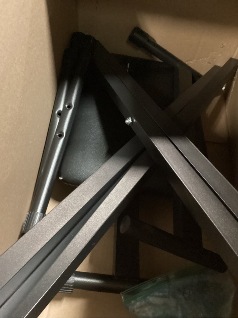 Condition photo showing Good Condition for piano keyboard stand and bench set, double-x keyboard stand adjustable digital piano stand with lockable straps, (piano keyboard stand x 1, piano bench x 1), black
