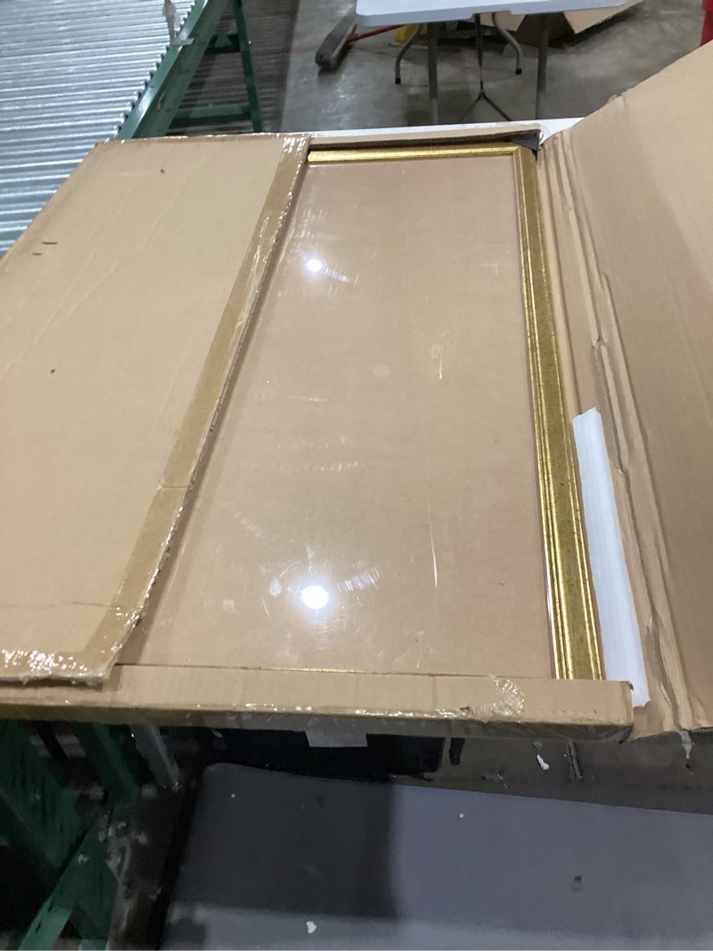 Condition photo showing Good Condition for Wood 24x36 Poster Frame Gold, Ornate Natural 36x24in Picture Photo Frame, Modern Golden 24 x 36inch Gallery Wall Frame with HD Plexiglass, Horizontal Vertical Wall Mounting Display 1pcs Gold 24x36