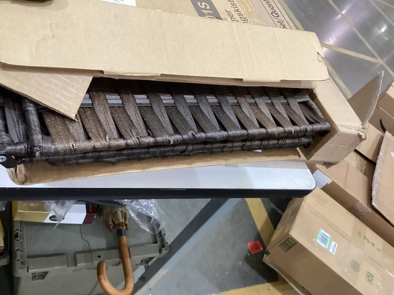 Condition photo showing As Is for SONGMICS Storage Basket with Lid, Woven Blanket Storage Bin with Handles, Foldable, Removable Liner, Metal Frame, for Bedroom, Laundry Room, 27.7 Gallons (105 L), Brown URST066K01 105 L Brown