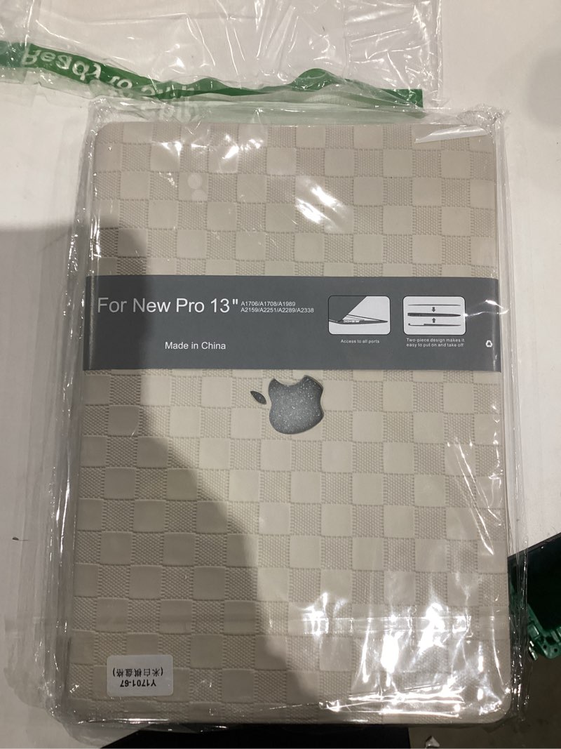 Condition photo showing As Is for BYCeKe for MacBook Pro 13 inch Case M2 2025-2023, 2022-2016 A2338 M1 Checkered Textured Cream Leather Hard Shell No Logo Cutout&Keyboard Cover, Beige Checkerboard 2016-2024 Macbook Pro 13 inch M1 M2 Checkerboard Beige