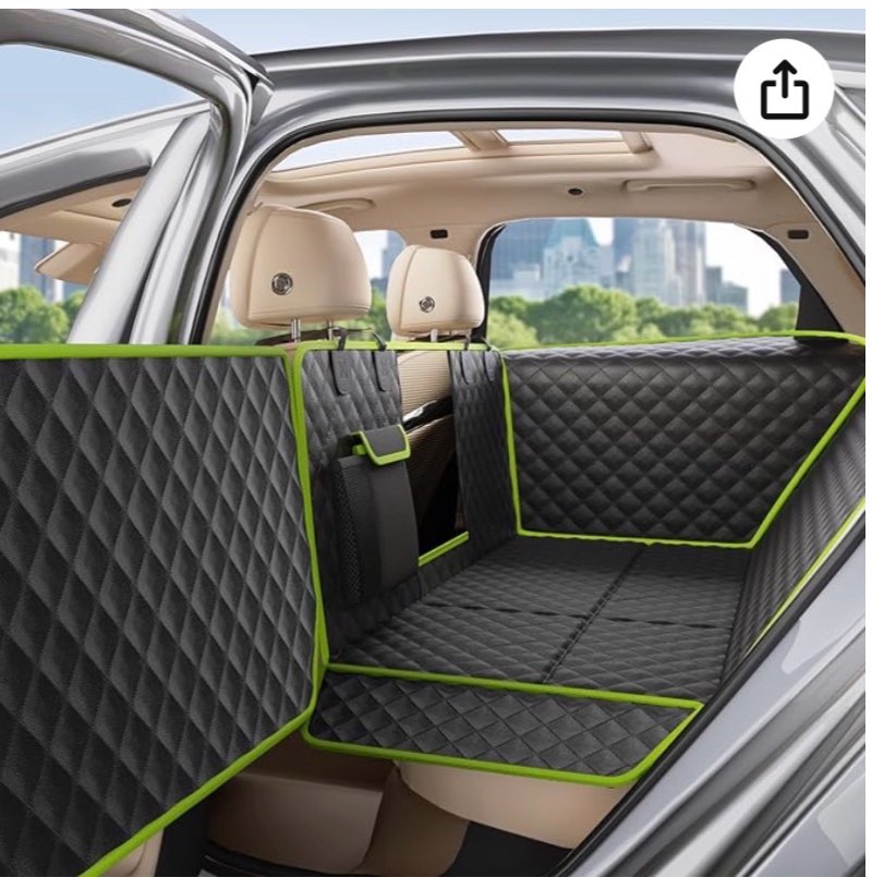 Pecute Dog Car Seat Cover for Back Seat 53.54 * 23.62 in, Car Window Fixing for Maximum Car Protection, Leather Fabric Back Seat Extender for Dogs, Waterproof & Scratch-Resistant, Support to 330 lbs