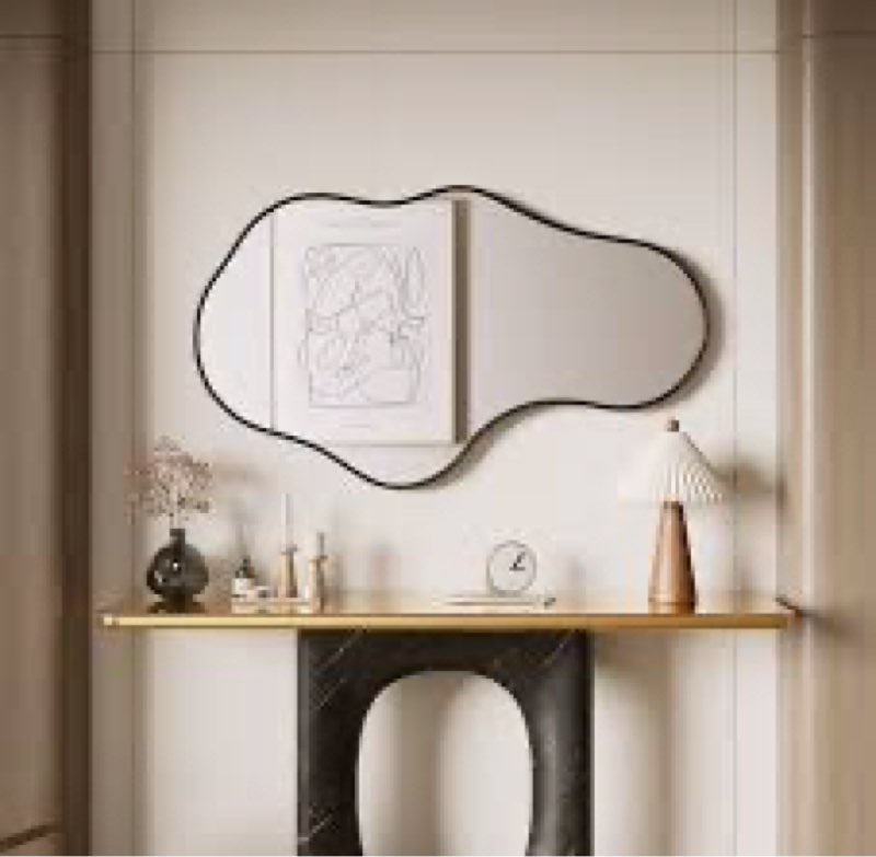 Irregular Unique Shaped Wall Mirror, Asymmetrical Mirrors, Cloud Mirror, Wavy Mirror, Morden Wavy Wall Mirror For Entryway Living Room Bedroom Bathroom 26X46