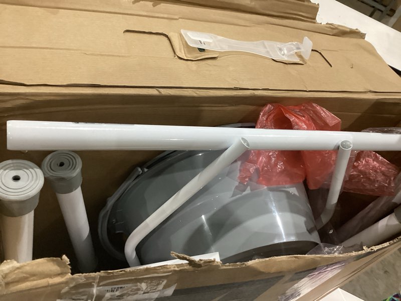 Condition photo showing Good Condition for medline 3-in-1 steel bedside commode, elongated seat, sturdy folding frame, 7.5 qt. bucket, 350 lb. weight capacity, clip-on seat, easy cleaning, tool-free assembly, gray
