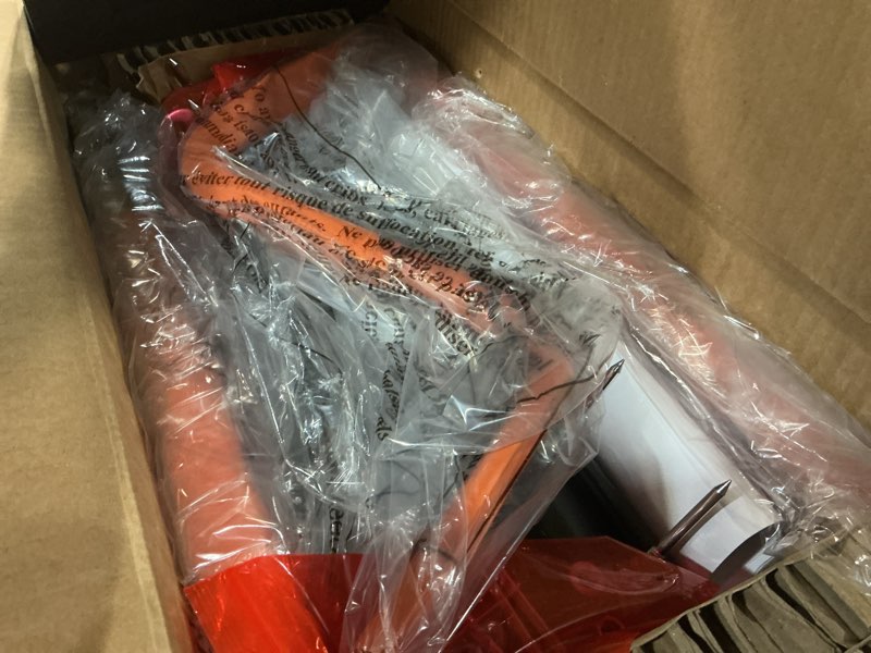 Condition photo showing Good Condition for 21" rolling lawn aerator, 45 preassembled spikes, only needs 3-5 minutes to assemble, no looseness, good package, 75" long handle with quick clip connections, u-shape construction - orange.