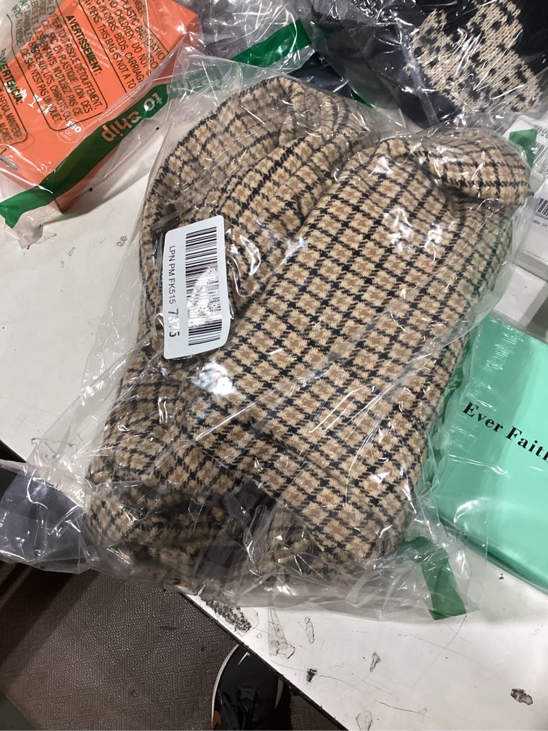 Condition photo showing New/Like New for makemechic women's maternity overalls gingham print sleeveless wide leg y2k pregnancy jumpsuits small khaki