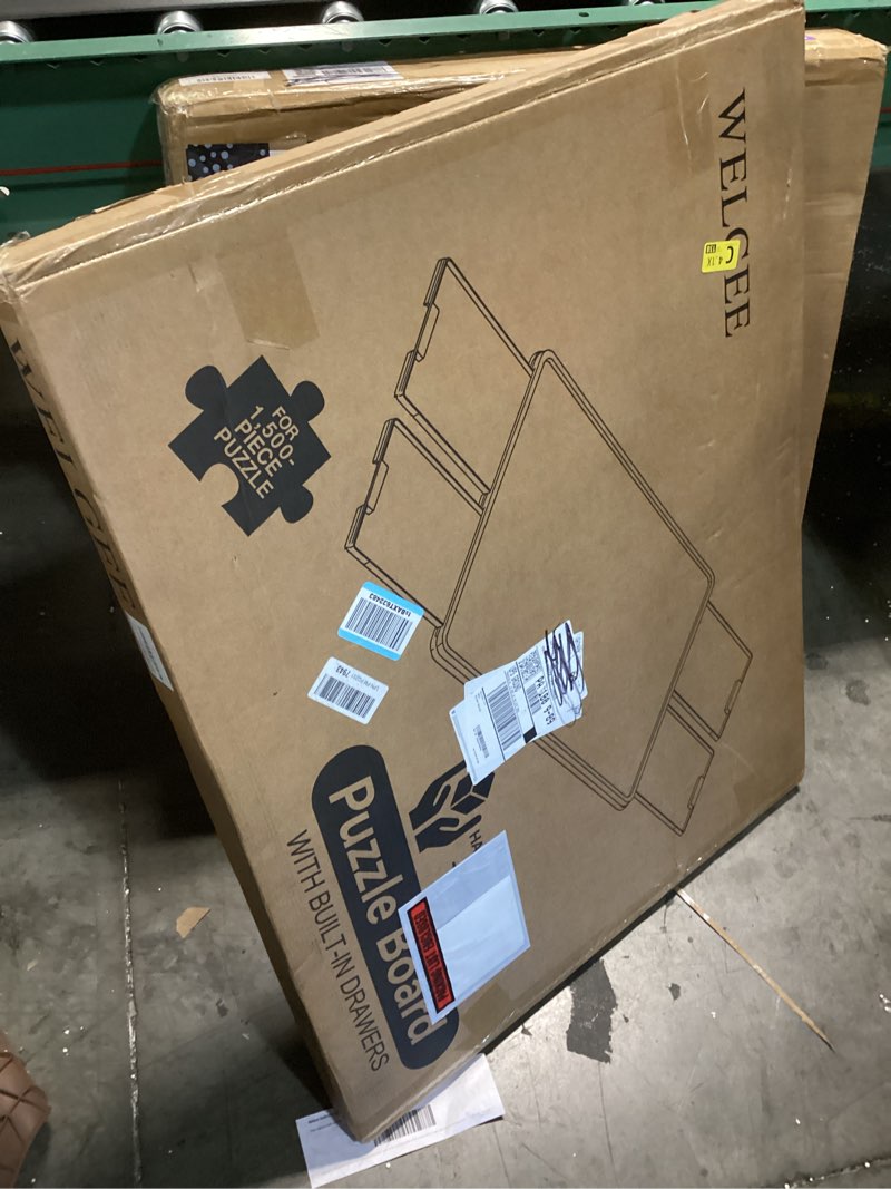 Condition photo showing New/Like New for welgee 1500 pieces 2-in-1 tilting & rotating puzzle board with drawers and cover, 35"x27" portable spinning plastic jigsaw puzzle table for adults, upgraded lazy susan