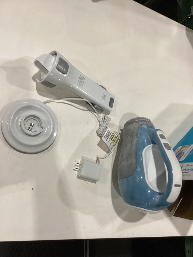 Condition photo showing As Is for USED NOT TESTED BLACK+DECKER dustbuster AdvancedClean Handheld Vacuum Cordless, Compact Home and Car Vacuum with Crevice Tool ,Rotating Nozzle and Charging Station, Large Dust Bowl (CHV1410L)