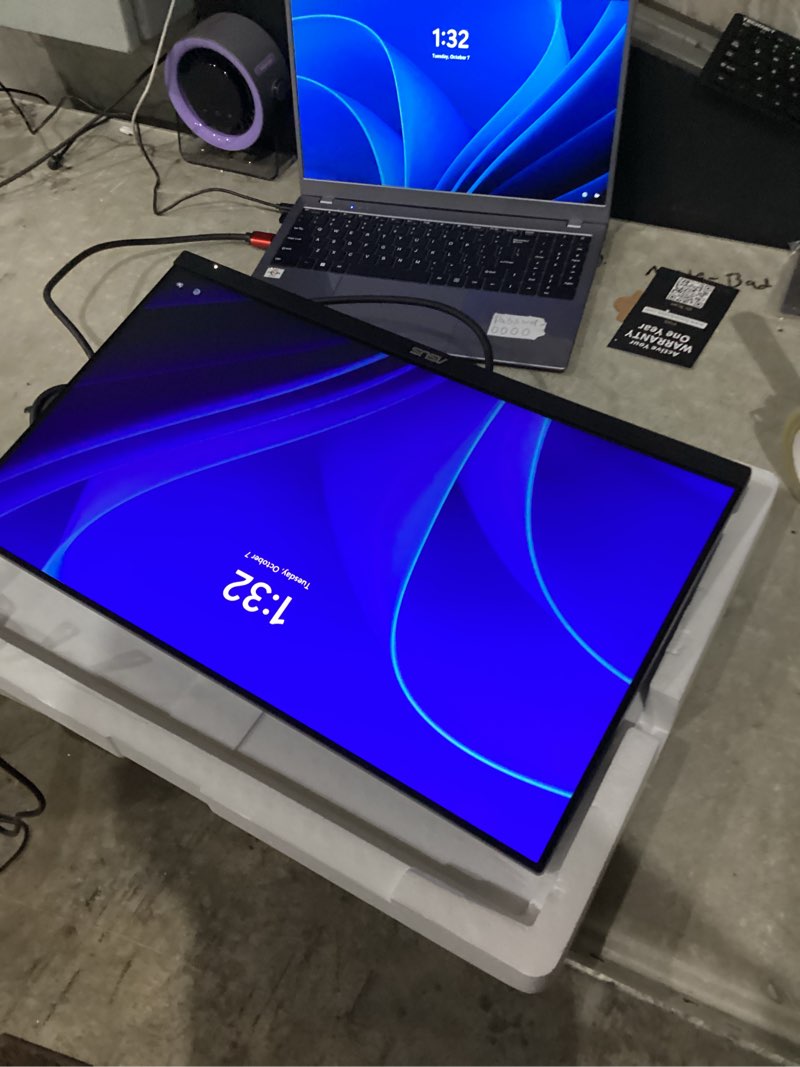 Condition photo showing Good Condition for no base as is!!    asus 24” (23.8-inch viewable) 1080p eye care monitor (va24ehf) - ips, full hd, frameless, 100hz, 1ms, adaptive-sync, for working and gaming, low blue light, hdmi, vesa mountable, tilt, black