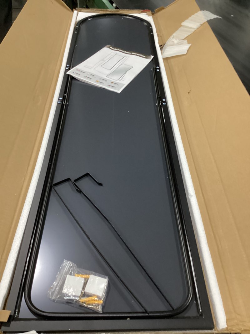 antok 56" x15” arched full length floor mirror, black aluminum frame, free standing/wall mount/leani