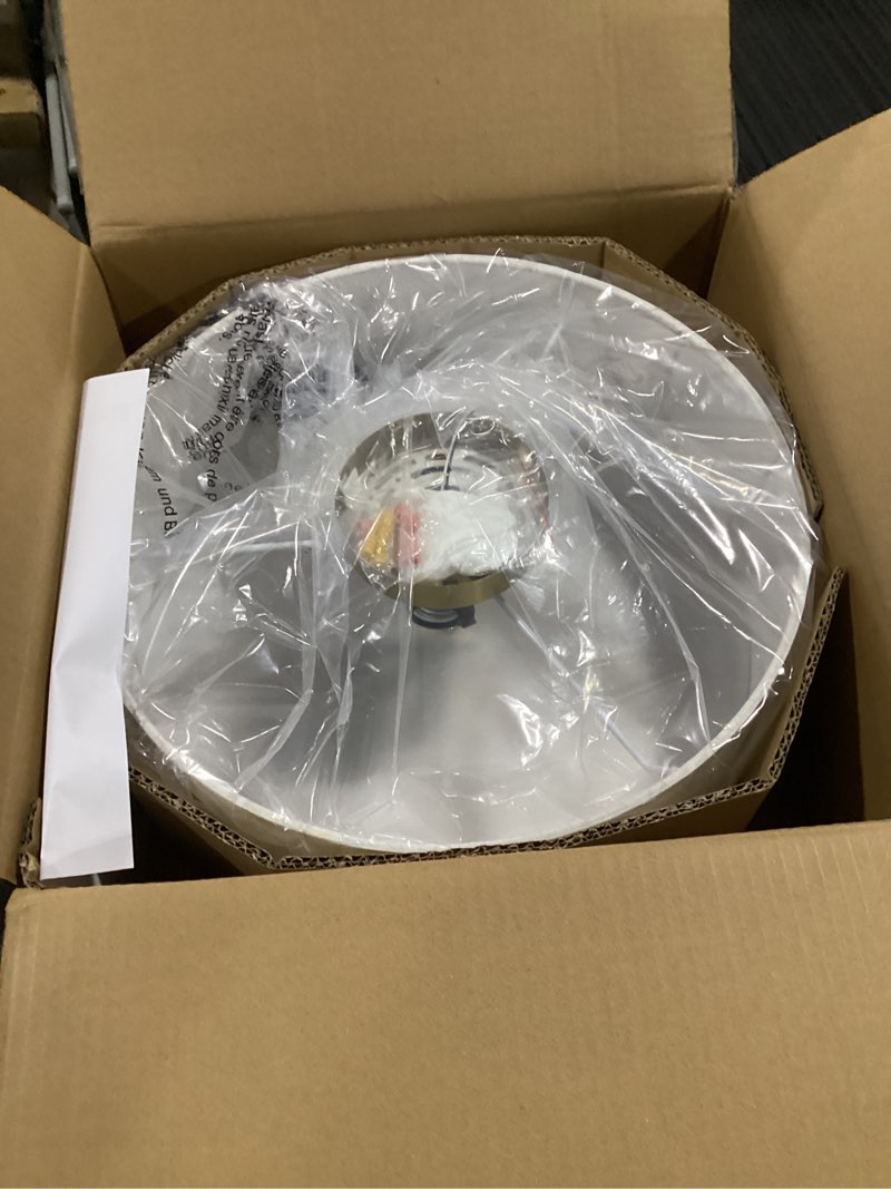 Condition photo showing Good Condition for bagood 16 inch flush mount ceiling light fixture 3-light drum modern gold ceiling light fixture dimmable close to ceiling light fixture with fabric shade for living room hallway entryway bedroom gold, 1f 16 inch 1