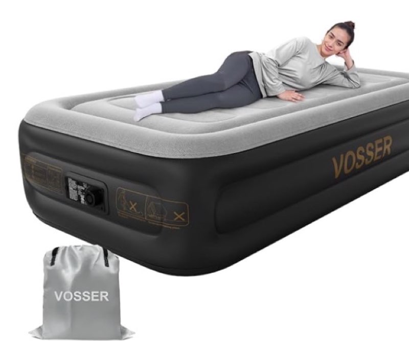 Twin Air Mattress with Built in Pump,18''Inflatable Mattress 2 Mins Self-Inflation/Deflation,XL-Long Blow up Mattress Thicker,Flocked Top Air Bed with Storage Bag for Home, Camping & Guests (Size unknown)