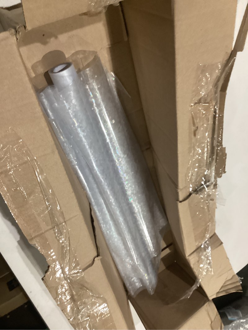 Condition photo showing As Is for haton window privacy film rainbow film stained glass window clings, 3d decorative uv sun blocking sticker, removable static cling heat control tint for home door, 23.6" x 157.4" non-adhesive clear 23.6" x 157.4"