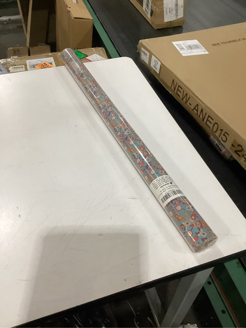Condition photo showing New/Like New for Aimyoo Kraft Christmas Wrapping Paper Jumbo Roll, Santa Stockings Candy Canes Deer Letters Design, Kids Xmas Gift Wrap Paper 17 in x 32 ft QX-235 17 inch x 32 ft