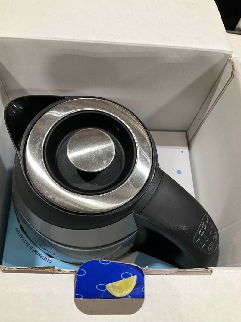 Condition photo showing Good Condition for chefman electric kettle with temperature control, 5 presets led indicator lights, removable tea infuser, glass tea kettle & hot water boiler, 360° swivel base, bpa free, stainless steel, 1.8 liters 1.8l - stainless steel - tea infuser - temperature control