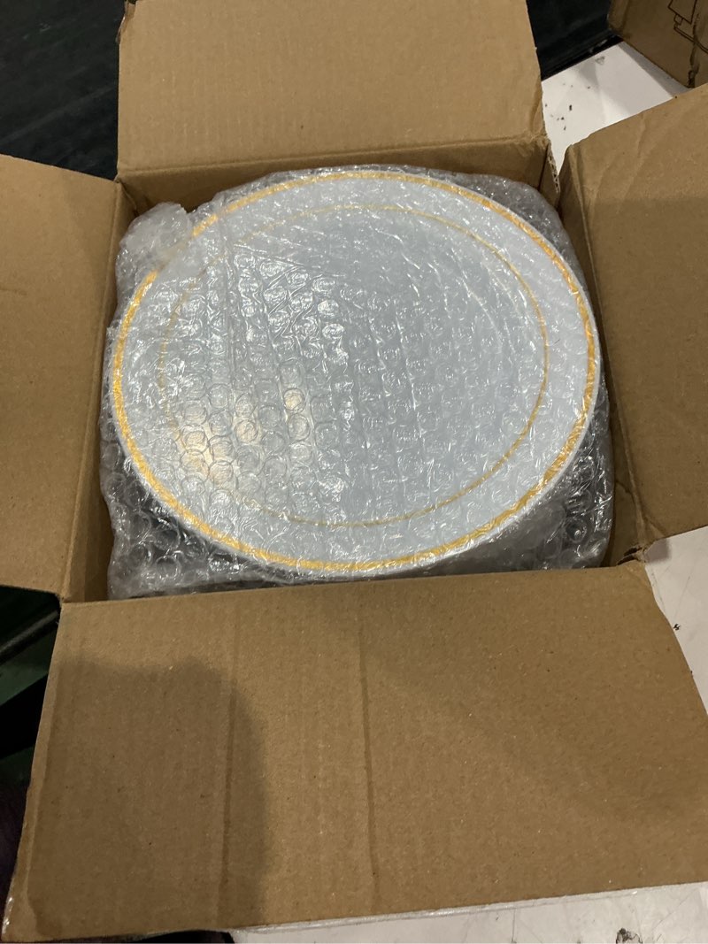 Condition photo showing Good Condition for reli. 50 pcs plastic dessert plates, disposable (7.5 inch, white w/gold rim) | small plates for party, heavy duty | hard plastic, for dessert, wedding, birthday, salad/appetizer (7.5")