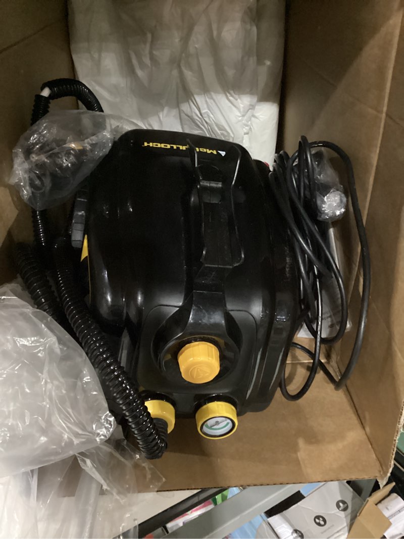 Condition photo showing As Is for Not Tested ***McCulloch MC1385 Deluxe Canister Steam Cleaner, 2-Hour Runtime, Chemical-Free, 23 Accessories: Mop Head, Brushes & More - Built for Home, Tile, Carpet, Furniture, & Personal Car Detailing