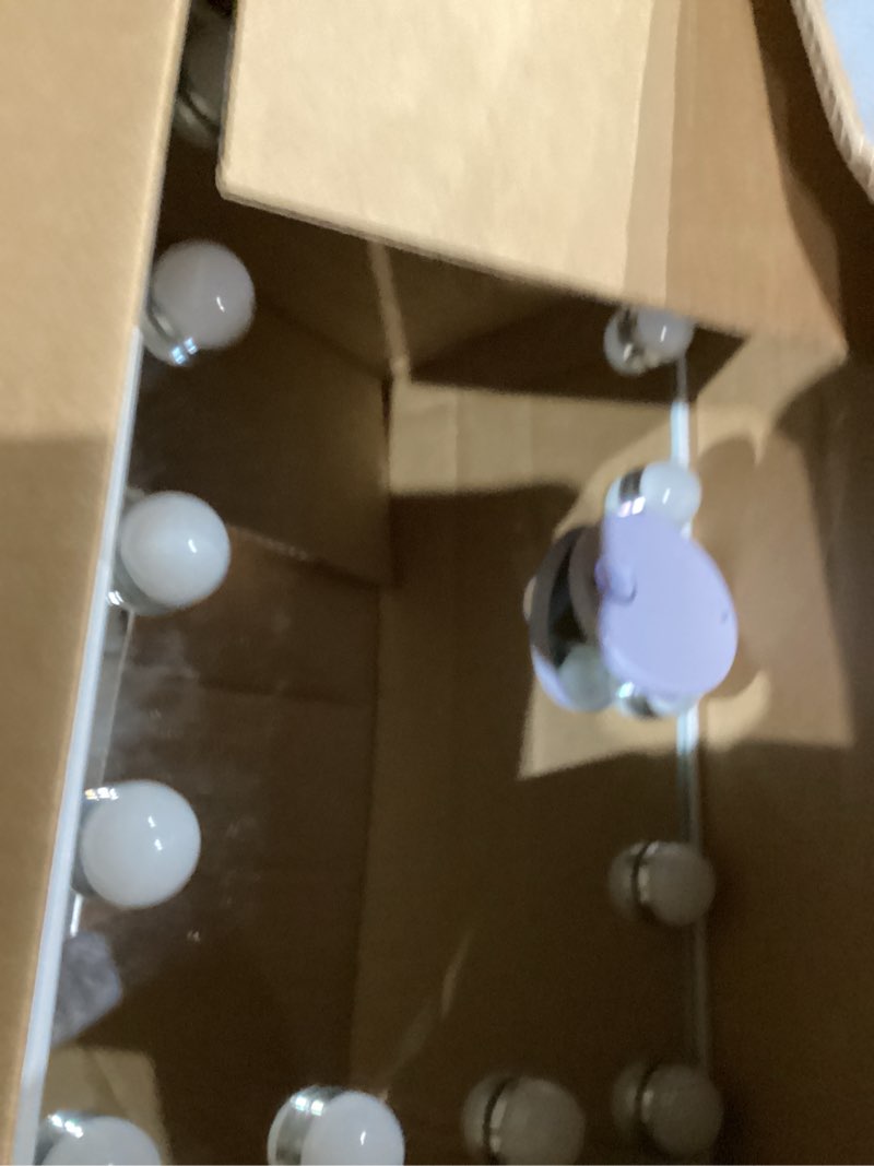 Condition photo showing As Is for VANITII Lighted Vanity Hollywood Mirror with 12 Dimmable Bulbs Smart Touch Control 3 Colors Light for Tabletop, Detachable 10X Magnification 17"L x 12"W