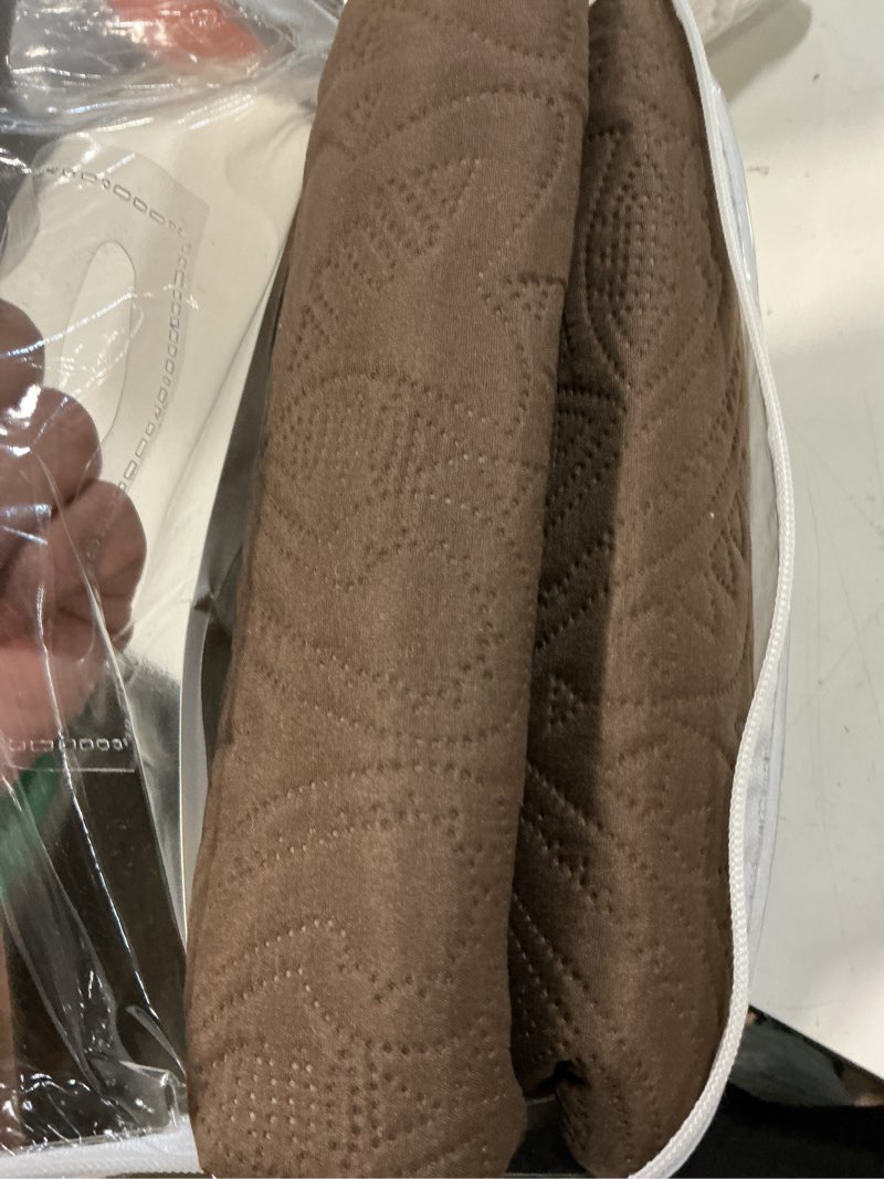 Condition photo showing Good Condition for great bay home reversible loveseat cover - washable slipcover furniture protector with elastic straps - perfect for kids & pets - quilted & stitched detail (chocolate/taupe) loveseat chocolate / taupe