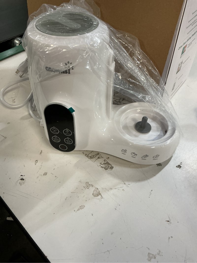 Condition photo showing As Is for (incomplete, missing 1 piece)grownsy baby food maker with steam basket, one step baby food processor steamer puree blender grinder mills machine, auto cooking grinding and sterili-zing for healthy homemade baby food, blue