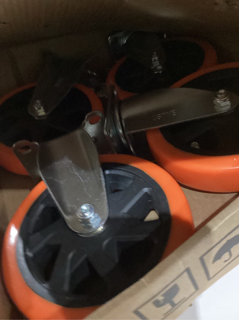 Condition photo showing Good Condition for 6 Inch Caster Wheels Set of 4 (2 Rigid, 2 Swivel), Ball Bearing 360 Degree Plate Swivel Castors Wheel Load 3000 lbs, Casters for Furniture, Workbench, Dolly, Cart 2 Swivel + 2 Rigid 6 inch