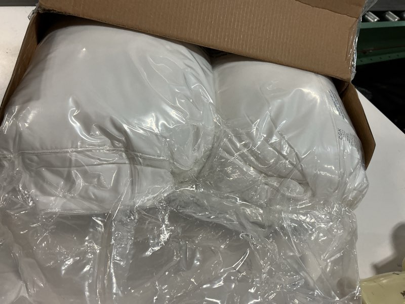 Condition photo showing New/Like New for bed pillows queen size set of 2 - 100% cotton breathable cover - premium down alternative for side sleepers, back or stomach - soft luxury hotel quality pillows - comfy, cozy & plush - oeko-tex, white queen white