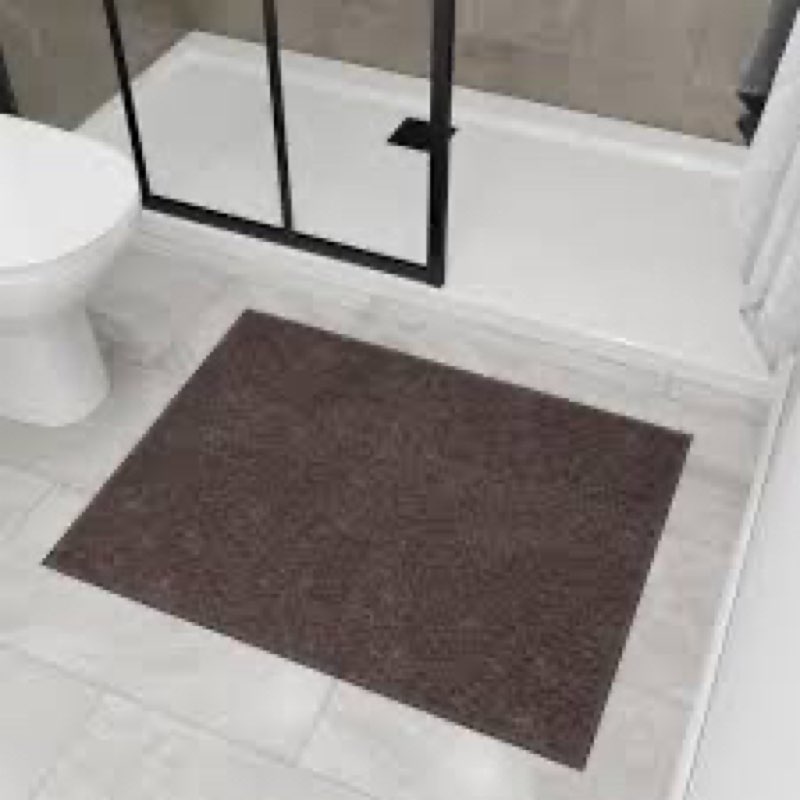 ottomanson 2'6\" x 5' ultra-thin area rug durable non-slip carpet for high-traffic areas - fits under doors for easy use - ideal for living room, bedroom, kitchen, bathroom & entryway, brown brown solid 2'6\" x 5' (rectangular)