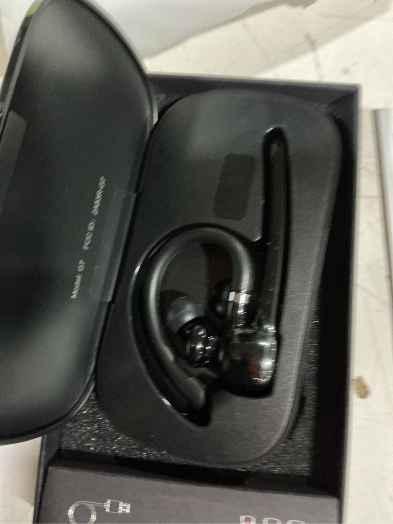 Condition photo showing As Is for ngsod bluetooth headset, wireless earpiece with upgrade noise canceling mic,500mah charging case support 72h talking time,hand-free headphones with mute button for computer cell phones trucker work black