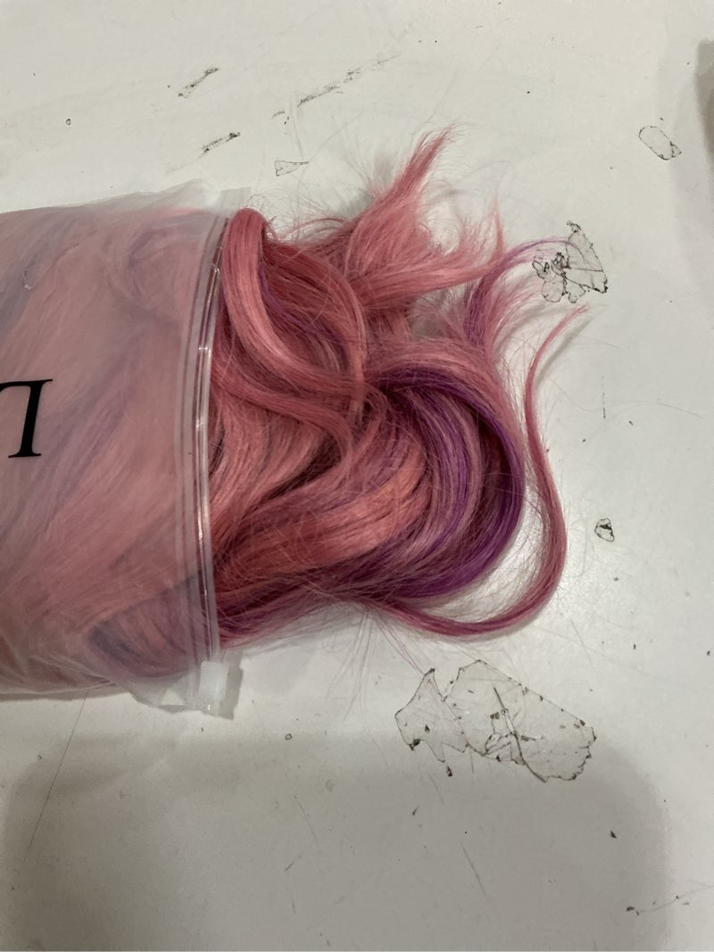 Condition photo showing Good Condition for Short Bob Wigs with Bangs for Women Loose Wavy Wig Curly Wavy Shoulder Length Bob Synthetic Cosplay Wig for Girl Colorful Costume Wigs (Lovely Pink)