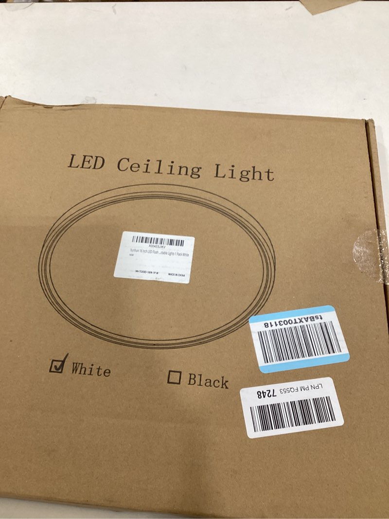 Condition photo showing New/Like New for hunhun 16 Inch Dimmable LED Flush Mount Ceiling Light 4800LM Round Light Fixture 5 Color Temperature Selectable Super Slim Large Flat Ceiling Lamp for Living Dining Room White 1 Pack White