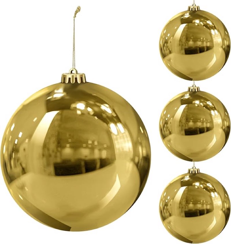 20 Pcs Christmas Ball Ornaments 4 Inch UV Resistant and Waterproof Shatterproof Shiny Plastic Christmas Tree Hanging Ornaments Decoration for Indoor Outdoor Holiday Party(Glossy gold ) 4 Inch Glossy gold 20