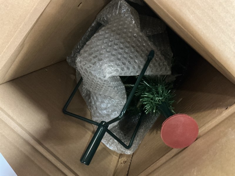 Condition photo showing As Is for National Tree Company 18 in Pre-Lit Frosted Berry Artificial Christmas Urn Filler, Christmas Decoration with Pinecones, 35 Clear LED Lights, 175 Tips, Timer, Tripod Stake, Green 18'' Berry Urn Filler w/Lights
