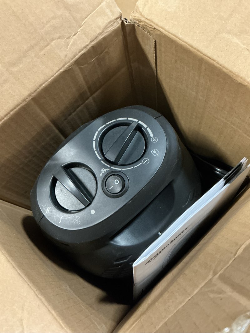 Condition photo showing Good Condition for amazon basics oscillating ceramic space heater, portable fast heating indoor solution, with overheat and tip-over protection, thermostat, 1500w, 7.52"d x 6.34"w x 9.45"h, black