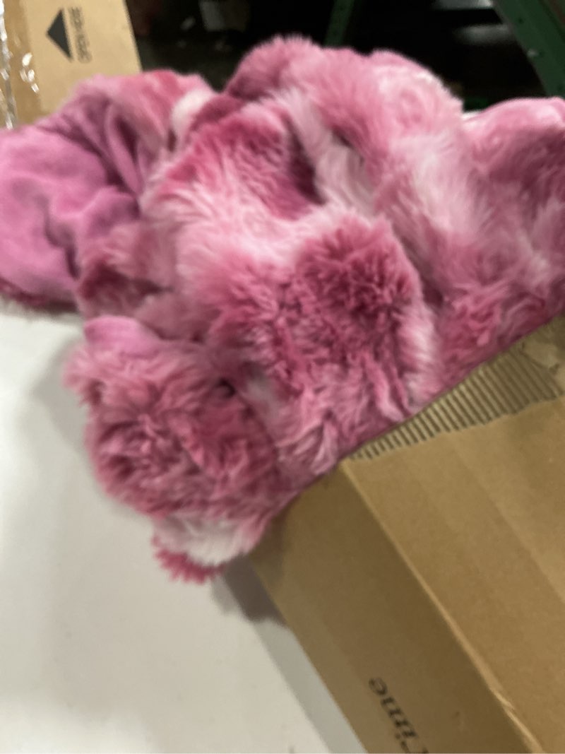 Condition photo showing Good Condition for Cozy Bliss Faux Fur Throw Blanket for Couch, Fuzzy Soft Plush Thick Bubble Blanket for Sofa Bedroom Living Room, 50 * 60 Inches Tie Dye Pink Tie-dye Pink Throw(50" x 60")
