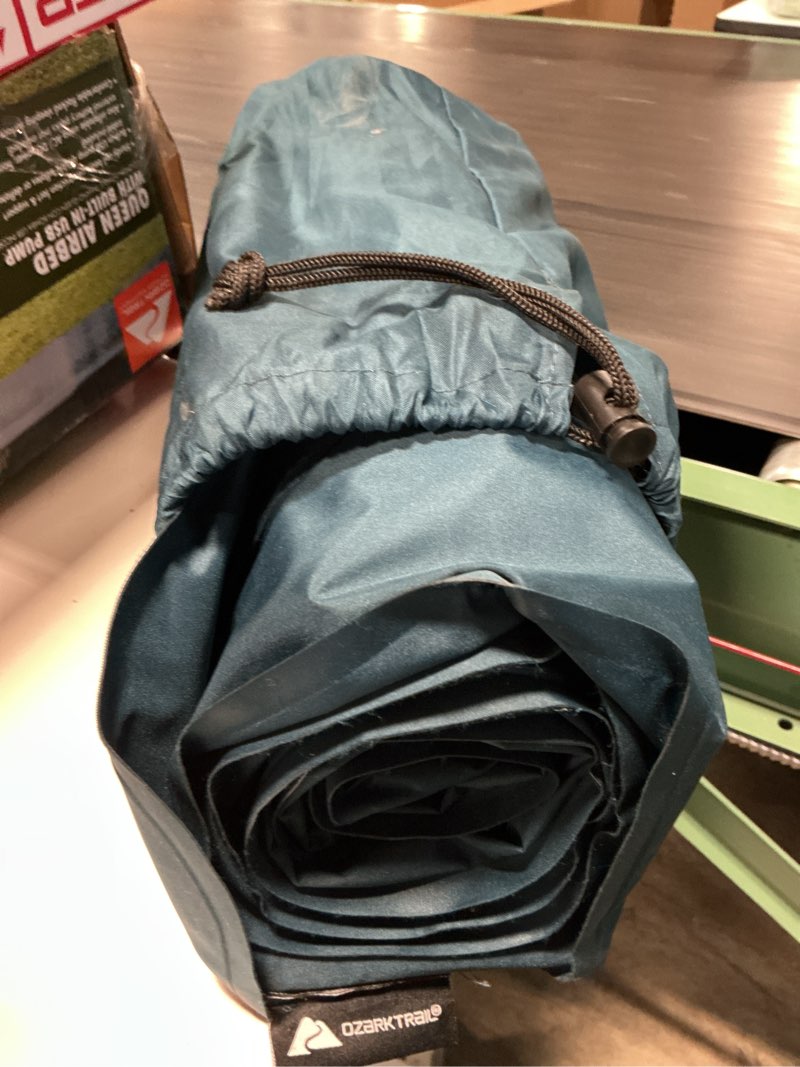Condition photo showing As Is for ozark trail adult inflatable camp sleeping pad - blue, size 78"l x 25"w x 3.5"h