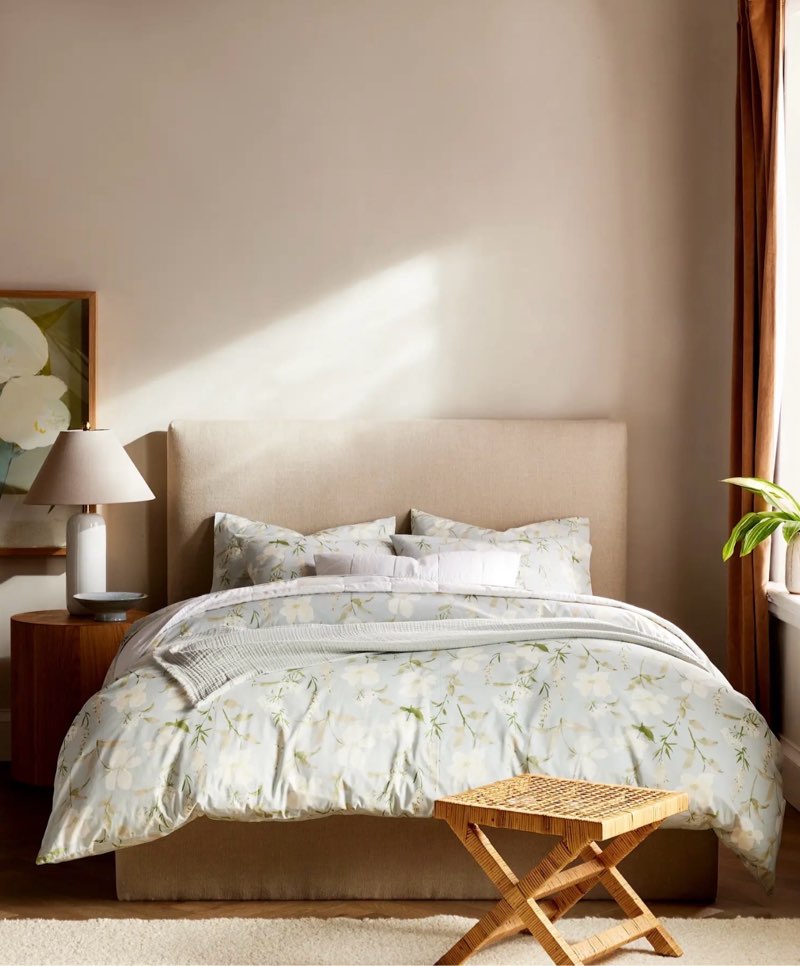 organic crisp percale floral duvet cover set, size unknown