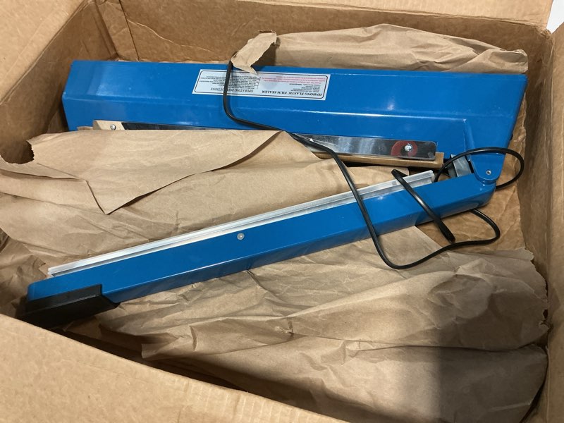 Condition photo showing As Is for 16 inch impulse heat sealer manual bags sealer sealing machine heating closer for plastic pe pp mylar poly foil bags home restaurant food storage with extra replace element