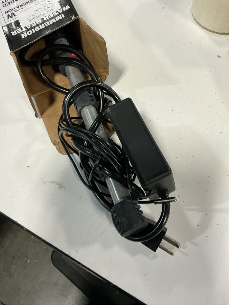 Condition photo showing As Is for 2000w portable immersion water heater with thermostat & delayed start - rapid heating for hot tubs, bathtubs, buckets & mini pools - stainless steel guard, real-time digital display
