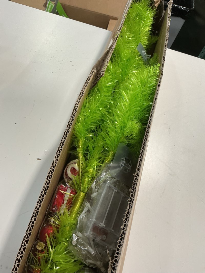 Condition photo showing Good Condition for 3 FT Wall Christmas Tree, Lime Green Half Christmas Tree Hanging, DIY 1/2 Chrismas Tree for Window with Lights, Ornaments and Hooks, Bendable Hainging Xmas Tree for Door, Pet Owners Xmas Decor Lime Green 3ft