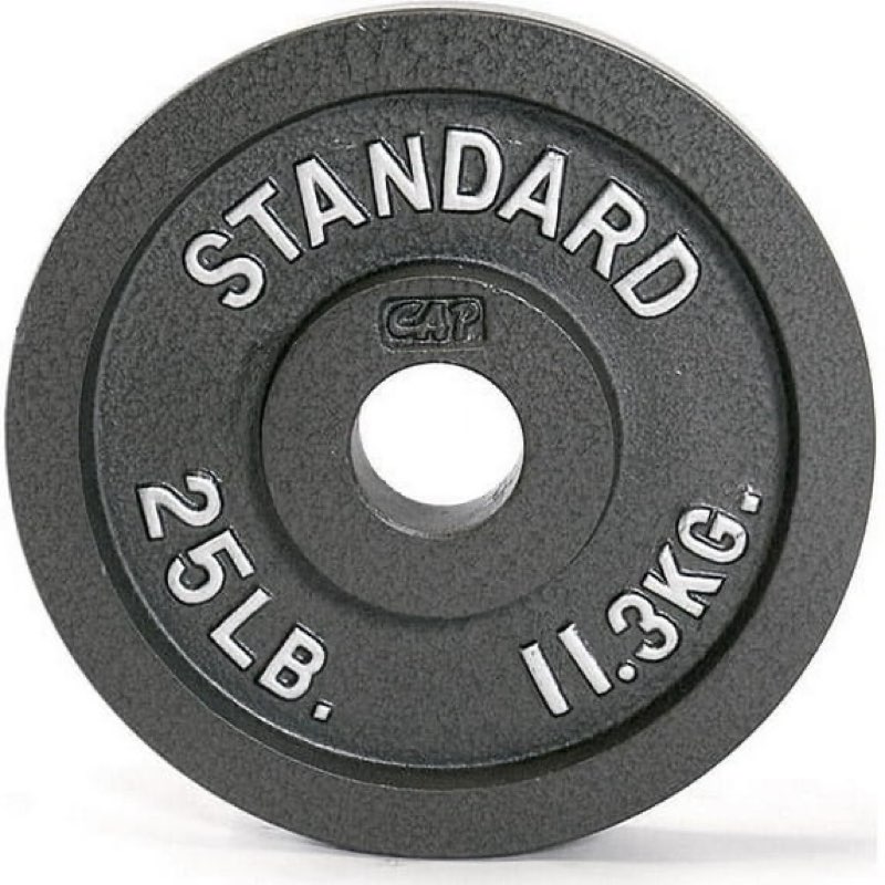 cap barbell gray olympic cast iron weight plate, 25 lb