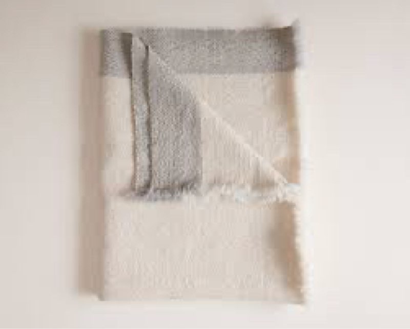 silk cashmere striped boucle throw grey