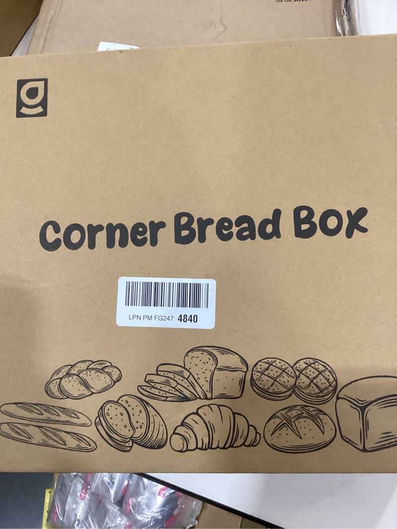 Condition photo showing New/Like New for Corner Bread Box for Kitchen Countertop, Black Bread Storage Container for Homemade Bread, Two Layer Breadbox under Cabinet Mount, Large Bread Holder for Kitchen Counter, Panry Shelf