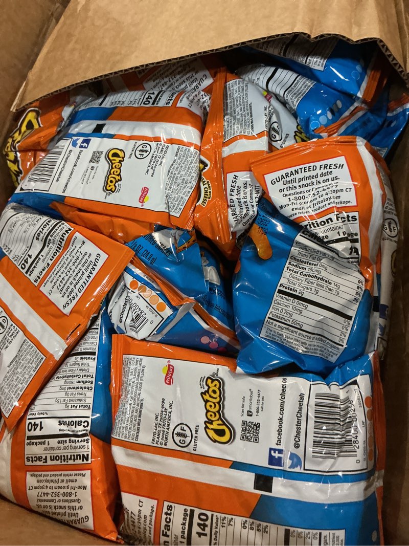 Condition photo showing Good Condition for (Use BY :07/15/2025) Cheetos Cheese Flavored Snacks, Puffs, 0.875 Ounce (Pack of 40) Puffs 40 Count (Pack of 1)
