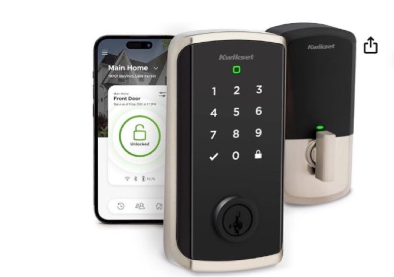 kwikset halo select smart lock keyless entry door lock wi-fi and matter enabled deadbolt no hub needed, geofence auto-unlock, grade aaa certified, easy install, satin nickel lifetime finish warranty