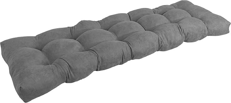 blazing needles microsuede tufted bench cushion, 60" x 19", steel grey 1 count