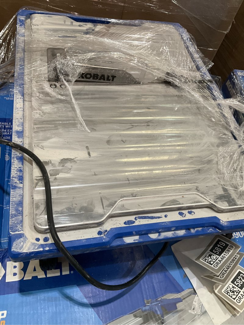 Condition photo showing As Is for kobalt 5 -amp 7-in -blade wet tabletop tile saw
