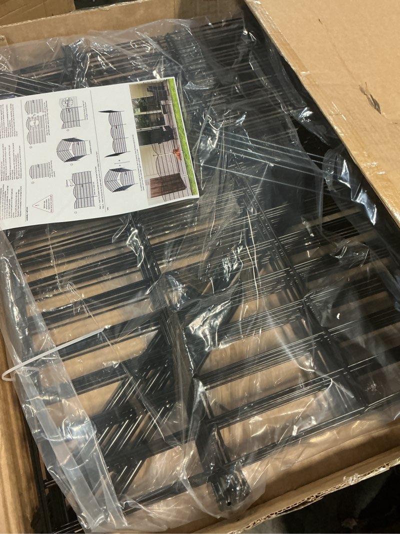 Condition photo showing New/Like New for 10 panels decorative garden fence with gate - 32 in (h) x 23.6 ft (l) no dig dog fence outdoor for yard, rustproof tall garden fencecing panels, animal barrier suitable for yard border, patio 10 pack - 32 in (h) x 23.6 ft (l) with gate