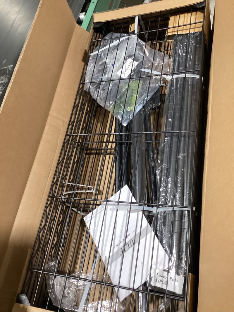 Condition photo showing Good Condition for Ulif H4 Portable Closets, 4-Tier Metal Clothes Garment Rack for Bedroom and Cloakroom, Clothing Closet Storage and Organizer Wardrobe, 35.4" W x 14" D x 76.4" H, Black H4 Black