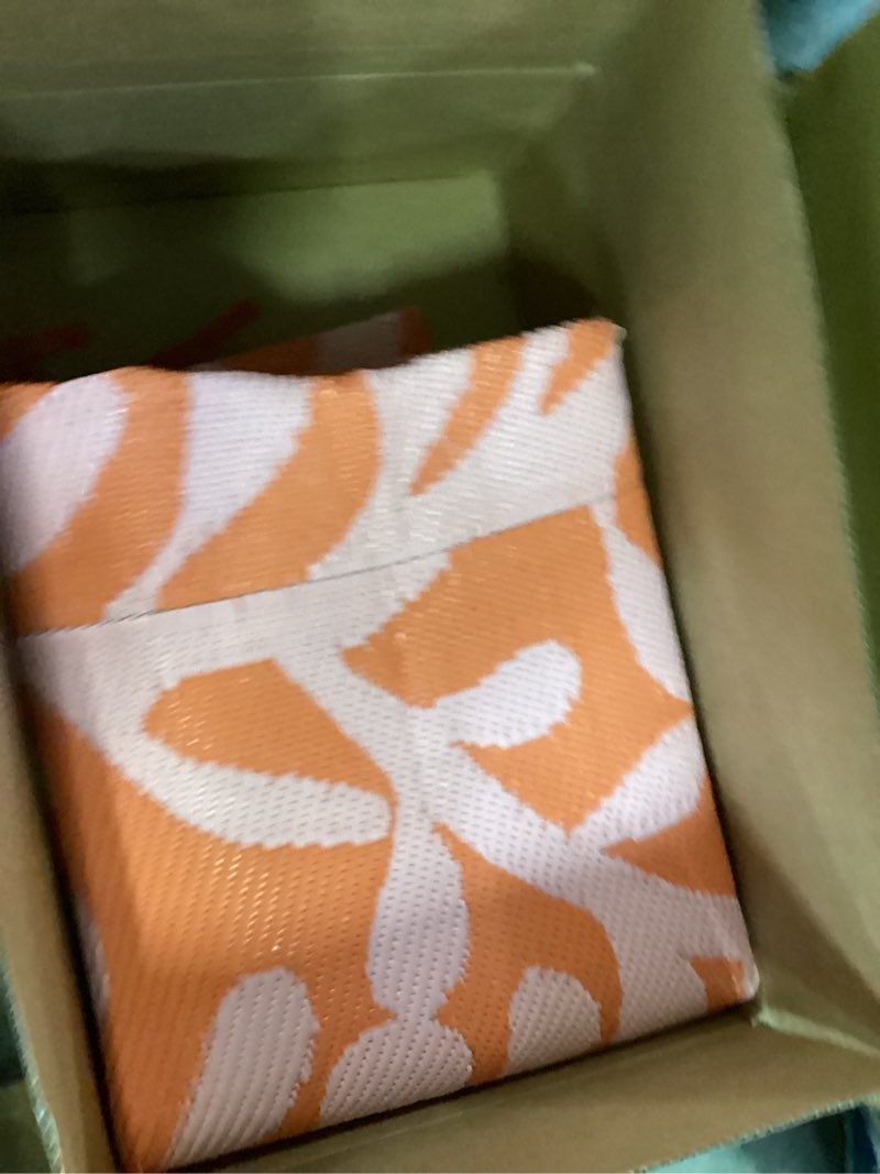 Condition photo showing Good Condition for anidaroel 8x10 outdoor rug for patios clearance, waterproof camping rug for outside rv, reversible plastic straw outside rugs, large outdoor area rug for garden, camper, pool deck(orange,8’x10’) orange 8'x10'