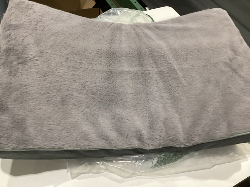 Condition photo showing As Is for Orthopedic Memory Foam Dog Bed,Cooling Dog Beds for Medium Dogs, Washable Pet Beds for Crate with Faux Fur Cover, Waterproof Lining, M(29inch) (Best Sellers)Soft Rabbit Plush Medium: 29" x 18" x 3"